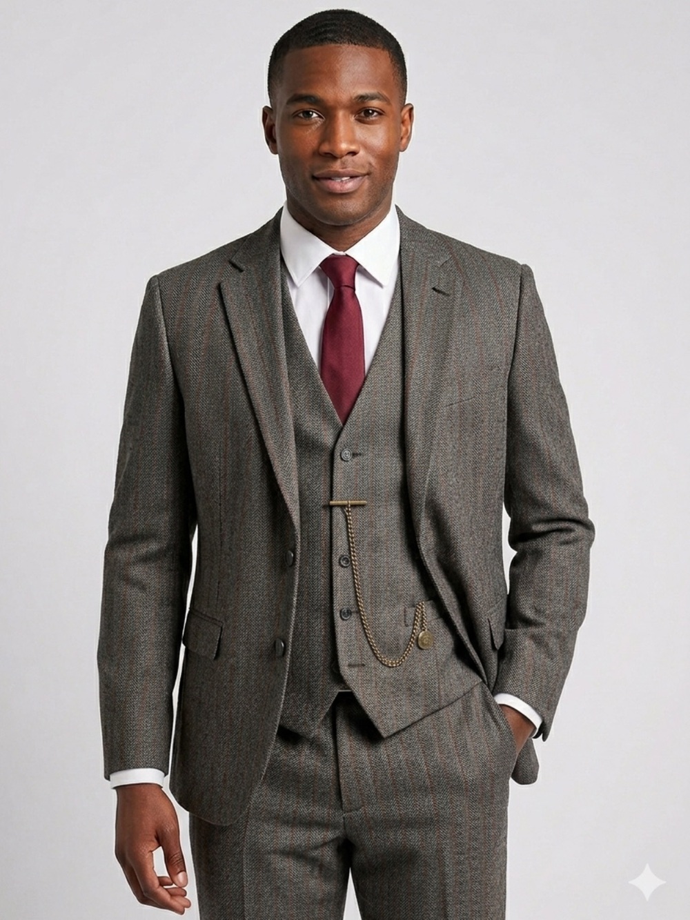 VTG 60s C&A Formtreu 3-Piece Pinstripe Suit | Pure New Wool | Size 44S W36xL29